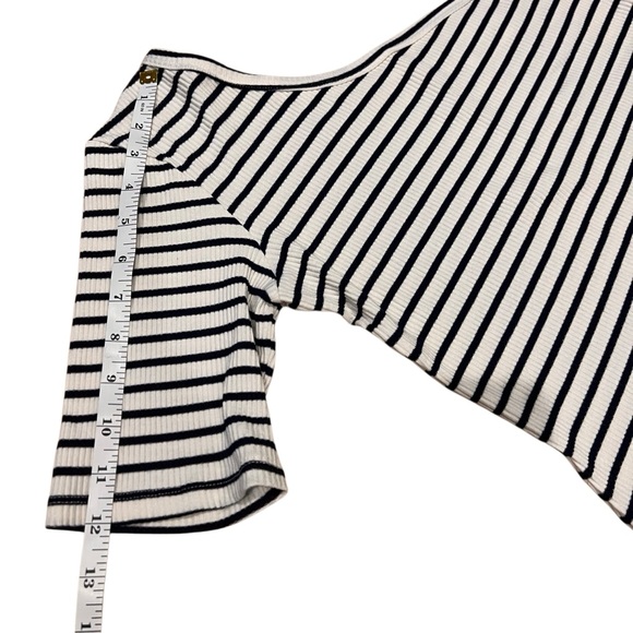 RITA ROW Ras Striped Blue Top One-Shoulder Size Large - Picture 11 of 15